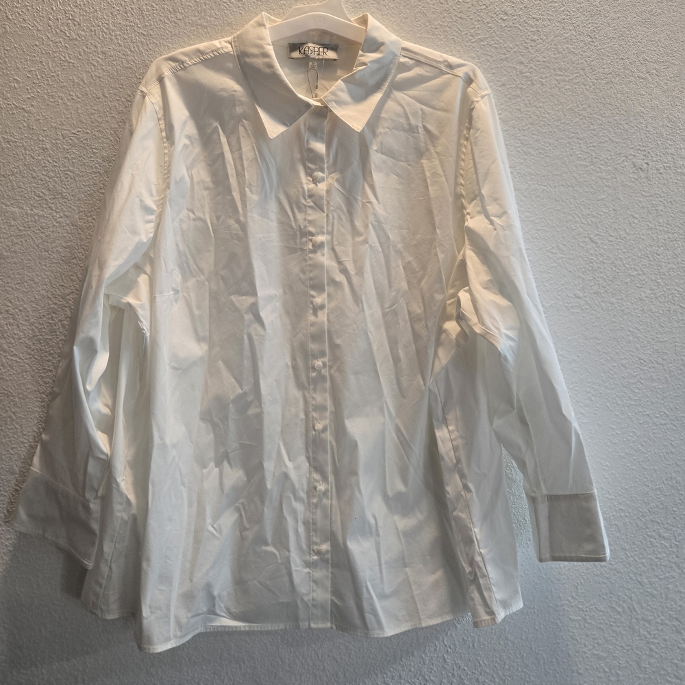 Kasper White Long Sleeve‎ Button Down Blouse 3X Nwt Business